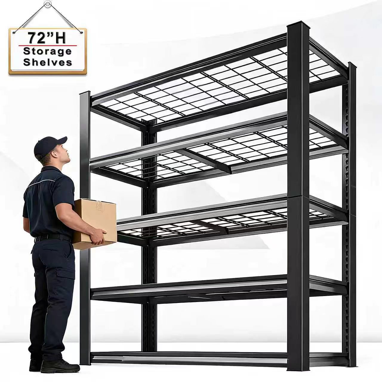 Commercial Kitchen Warehouse - Rak Penyimpanan Kolom Logam Dua Lapis
