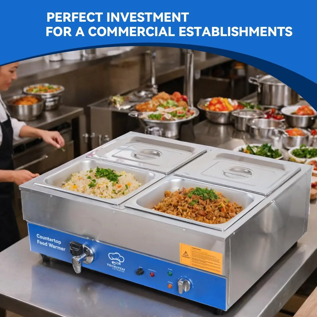 Penghangat Makanan Komersial 4 - Bain Marie Food Warmer ulasan dan harga